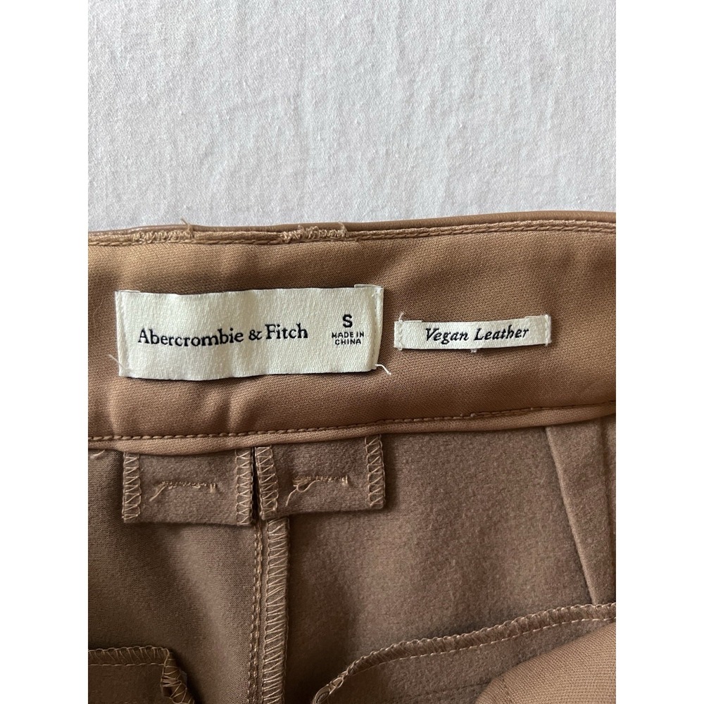 Abercrombie & Fitch Vegan Leather Shorts Brown High Rise Pockets Women Size S - Picture 4 of 9